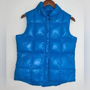 Lands’ End Womens Blue Goose Down Full Zip Puffer Vest Sz S